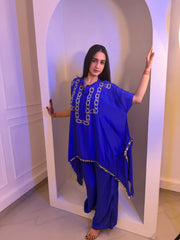 Cobalt High-Low Kaftan Set – Embellished Ethnic Co-ord